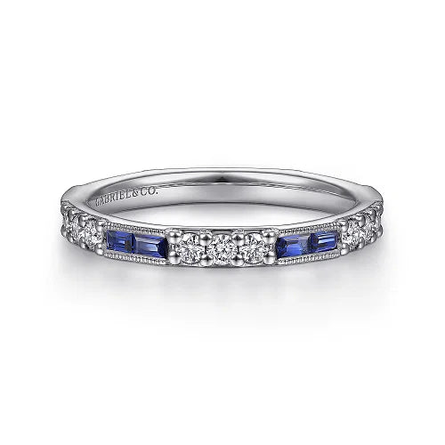 14k White Gold Sapphire and Diamond Ring