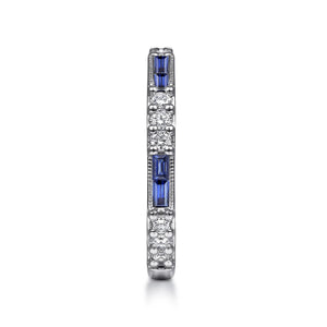 14k White Gold Sapphire and Diamond Ring