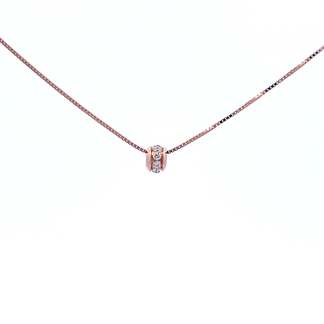 14k Rose Gold Diamond Rondelle Pendant