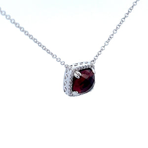 14k White Gold Garnet Necklace