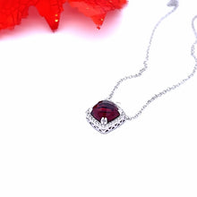 Load image into Gallery viewer, 14k White Gold Garnet Necklace
