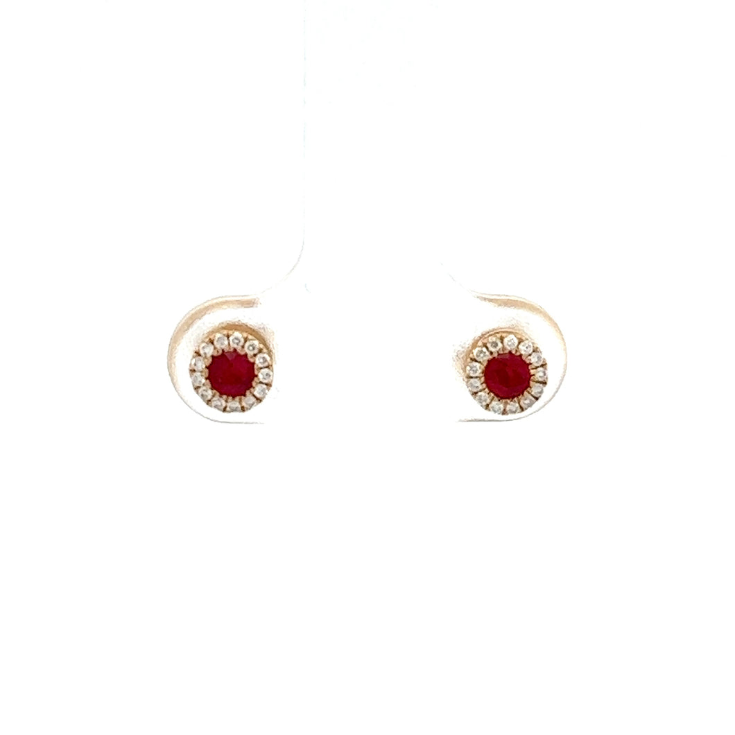 14k Yellow Gold Ruby Studs