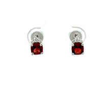 Load image into Gallery viewer, 14k White Gold Garnet Studs
