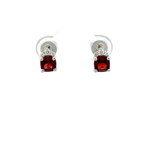 14k White Gold Garnet Studs