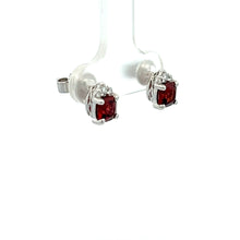Load image into Gallery viewer, 14k White Gold Garnet Studs
