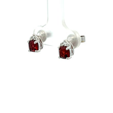 Load image into Gallery viewer, 14k White Gold Garnet Studs

