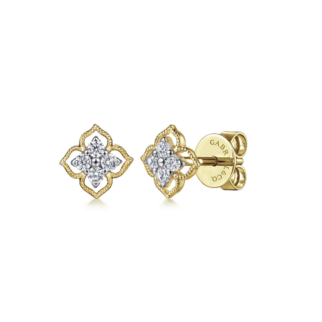 14k Yellow Gold Diamond Studs