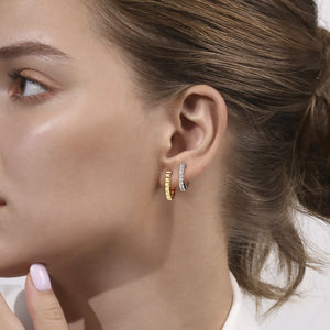 14k Two Tone Huggie Earrings