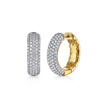Load image into Gallery viewer, 14k Two Tone Diamond Huggie Earrings

