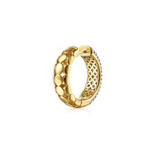 Load image into Gallery viewer, 14k Two Tone Diamond Huggie Earrings
