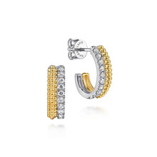 Load image into Gallery viewer, 14k Two Tone Diamond Hoop Earrings
