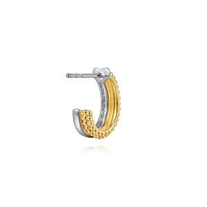 14k Two Tone Diamond Hoop Earrings