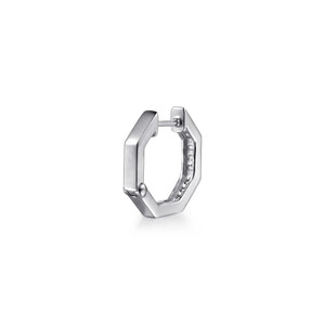 14k White Gold Diamond Huggies
