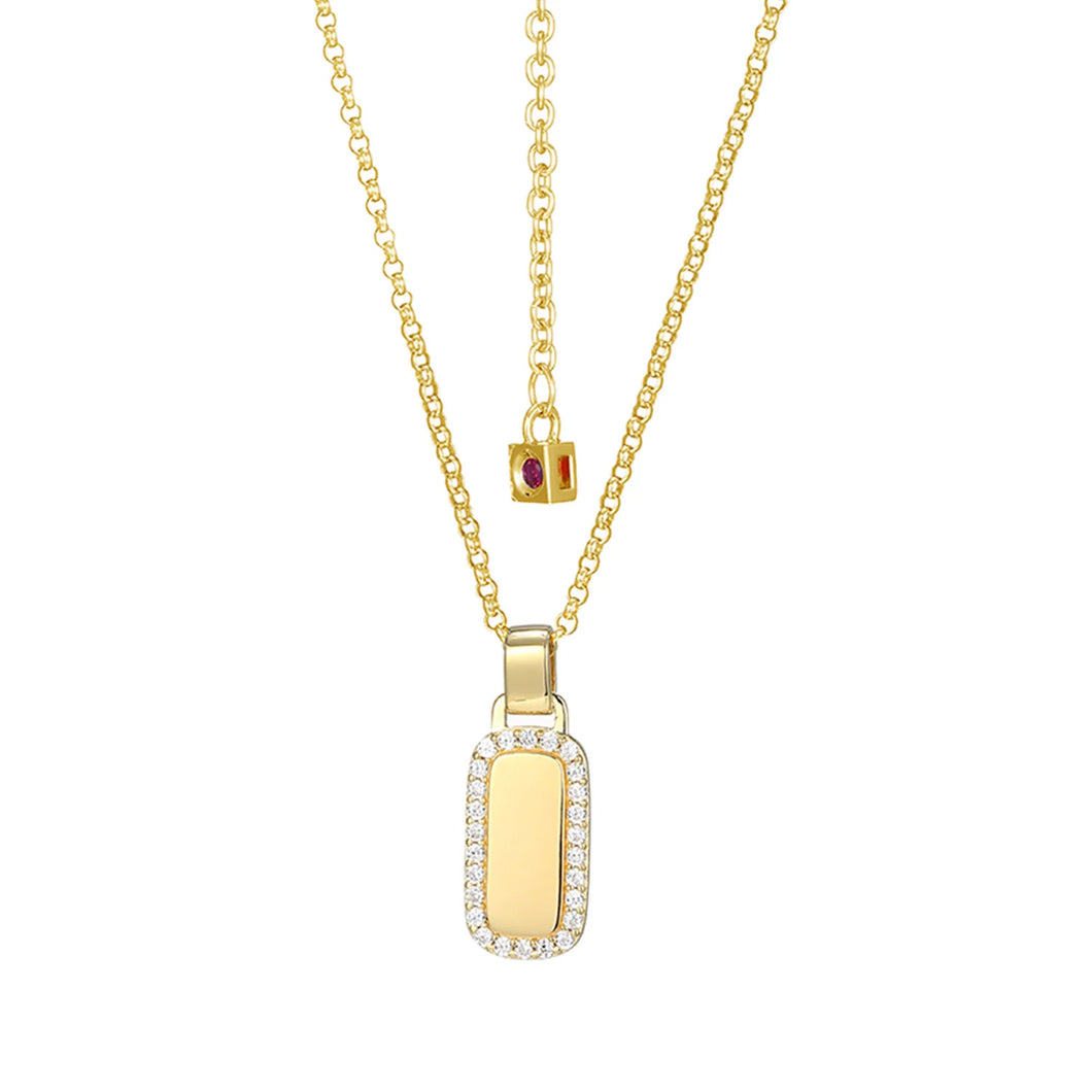 Sterling Silver Gold Plated CZ Necklace