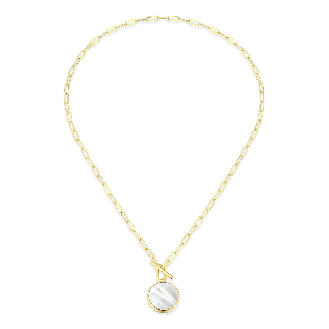 Sterling Silver Gold Plated Mother of Pearl Necklace