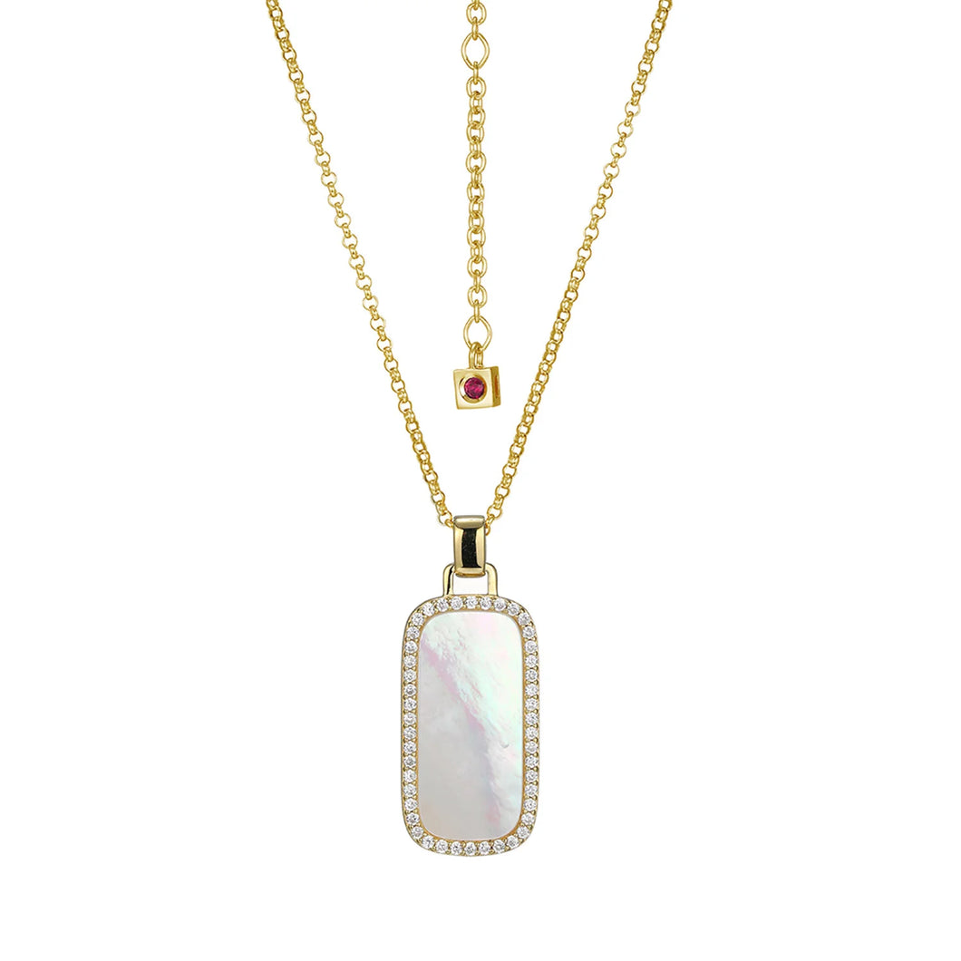 Sterling Silver Gold Plated Mother of Pearl Necklace