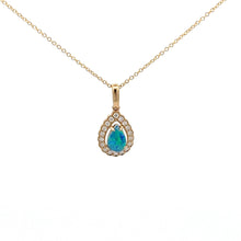 Load image into Gallery viewer, 14k Yellow Gold Australian Opal Necklace with Diamonds
