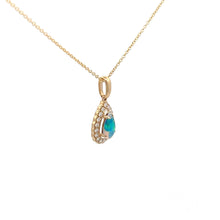 Load image into Gallery viewer, 14k Yellow Gold Australian Opal Necklace with Diamonds

