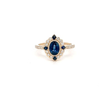 Load image into Gallery viewer, 14k Yellow Gold Sapphire Ring with Diamonds
