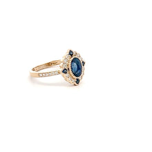 Load image into Gallery viewer, 14k Yellow Gold Sapphire Ring with Diamonds

