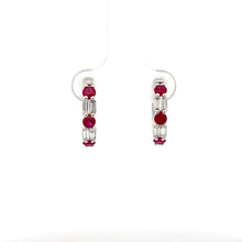 Load image into Gallery viewer, 14k White Gold Ruby and Diamond Earrings
