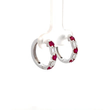 Load image into Gallery viewer, 14k White Gold Ruby and Diamond Earrings
