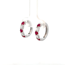 Load image into Gallery viewer, 14k White Gold Ruby and Diamond Earrings
