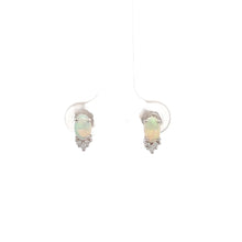 Load image into Gallery viewer, 14k White Gold Opal Earrings with Diamonds
