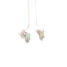 Load image into Gallery viewer, 14k White Gold Opal Earrings with Diamonds
