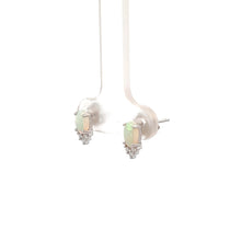 Load image into Gallery viewer, 14k White Gold Opal Earrings with Diamonds
