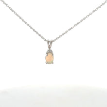 Load image into Gallery viewer, 14k White Gold Opal Necklace with Diamonds
