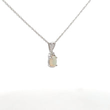Load image into Gallery viewer, 14k White Gold Opal Necklace with Diamonds
