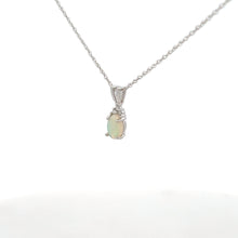 Load image into Gallery viewer, 14k White Gold Opal Necklace with Diamonds
