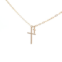 Load image into Gallery viewer, 14k Yellow Gold Cross Necklace with Diamonds
