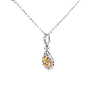 14k Two Tone Fancy Yellow Diamond Necklace