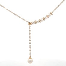 Load image into Gallery viewer, 14k Yellow Gold Pearl Necklace with Diamonds
