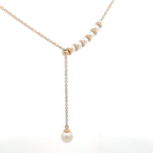 Load image into Gallery viewer, 14k Yellow Gold Pearl Necklace with Diamonds
