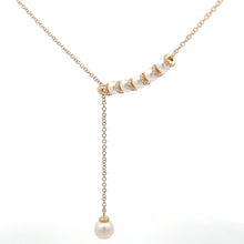 Load image into Gallery viewer, 14k Yellow Gold Pearl Necklace with Diamonds
