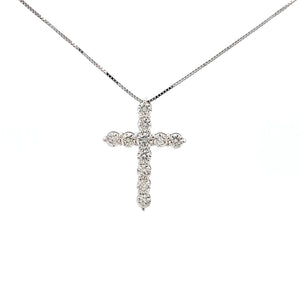 14k White Gold Diamond Cross Pendant