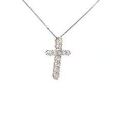 Load image into Gallery viewer, 14k White Gold Diamond Cross Pendant

