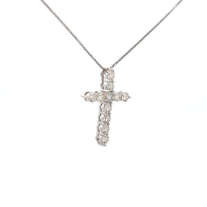 14k White Gold Diamond Cross Pendant