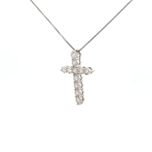 14k White Gold Diamond Cross Pendant