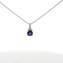 Load image into Gallery viewer, 14k White Gold Amethyst Necklace with Diamonds
