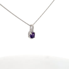 Load image into Gallery viewer, 14k White Gold Amethyst Necklace with Diamonds
