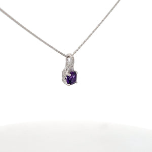 14k White Gold Amethyst Necklace with Diamonds