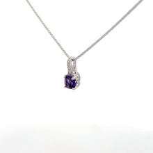 Load image into Gallery viewer, 14k White Gold Amethyst Necklace with Diamonds
