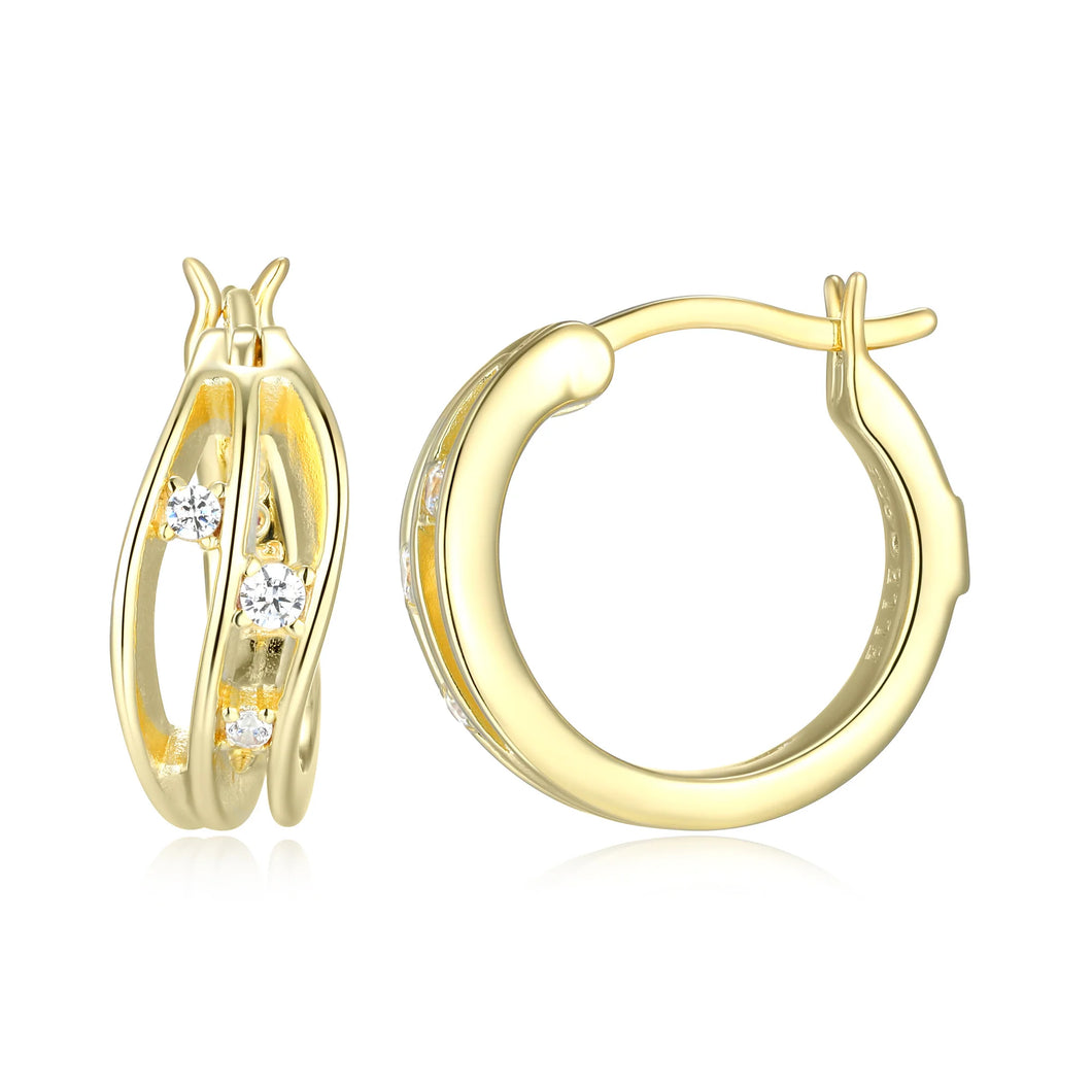 18k Gold Plated Sterling Silver CZ Earrings