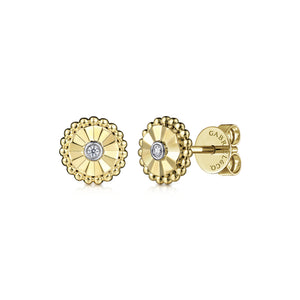 14k Yellow Gold Diamond Stud Earrings