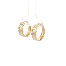 Load image into Gallery viewer, 14k Yellow Gold Diamond Hoop Earrings
