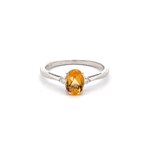 Load image into Gallery viewer, 14k White Gold Citrine Ring with Diamond
